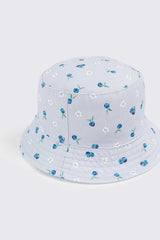 Flower and Blueberry Print Bucket Hat