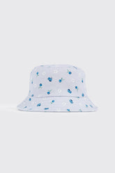 Flower and Blueberry Print Bucket Hat