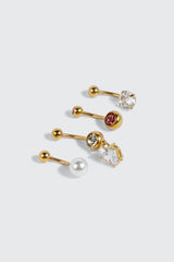4-Pack Heart Navel Piercings