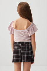 Plaid Skort with Bow Details