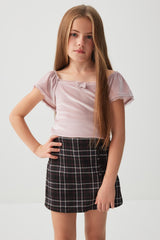 Plaid Skort with Bow Details
