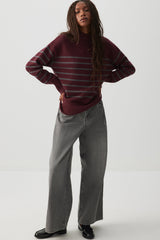 Striped Mock Neck Sweater