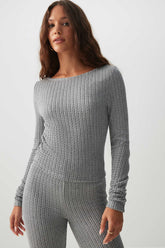 Long Sleeve Cable Knit Top