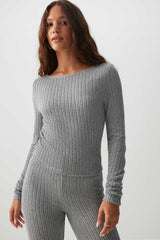 Long Sleeve Cable Knit Top