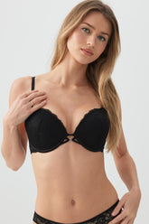 Luxe Lace Push Up Bra with Ring Detail