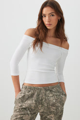 3/4 Sleeve Boat Neck Top