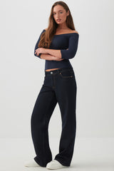3/4 Sleeve Boat Neck Top