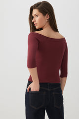 3/4 Sleeve Boat Neck Top