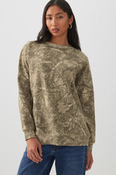 Printed Raglan Crew Neck Sweatshirt