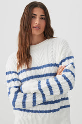 Striped Long Cable Knit Sweater