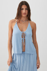 Crinkled Tie Front Tank Top