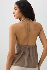 Crinkled Tie Front Tank Top
