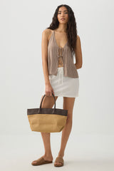 Crinkled Tie Front Tank Top