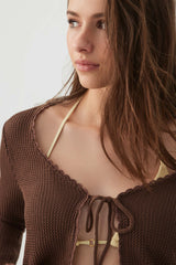 Crochet Knit Tie Front Cardigan