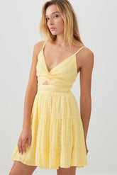 Twist Front Eyelet Mini Dress
