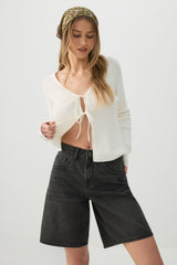 High Rise Denim Bermuda Shorts