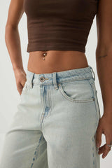 High Rise Denim Bermuda Shorts