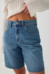 High Rise Denim Bermuda Shorts