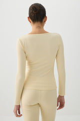 Stretch Rib Scoop Neck Long Sleeve Top