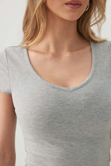 Stretch Rib Scoop Neck Cap Sleeve Top