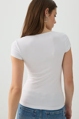 Stretch Rib Scoop Neck Cap Sleeve Top