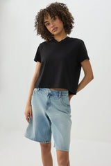Short Length V-Neck Short Sleeve T-Shirt
