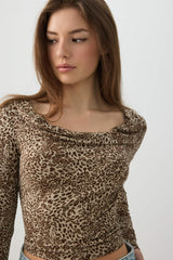 Cowl Neck Long Sleeve Top