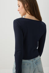 Cowl Neck Long Sleeve Top