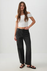 Rib Off Shoulder Crop Top
