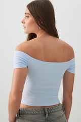 Rib Off Shoulder Crop Top
