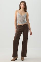 Mesh Ruched Side Tank Top