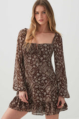 Chiffon Long Sleeve Mini Dress