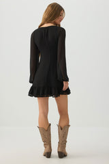 Chiffon Long Sleeve Mini Dress