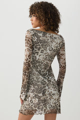 Long Sleeve Mini Mesh Dress