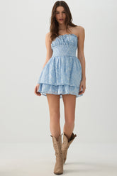Smocked Strapless Mini Dress