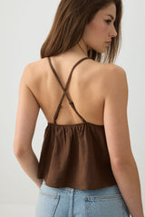 Linen Blend Babydoll Tank Top