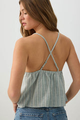 Linen Blend Babydoll Tank Top