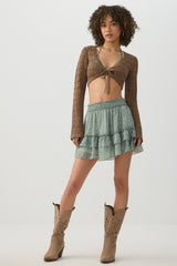Chiffon Tiered Mini Skirt