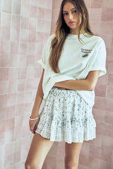 Chiffon Tiered Mini Skirt