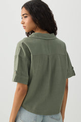 Linen Blend Utility Shirt