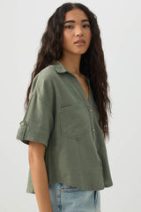 Linen Blend Utility Shirt