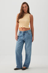 Smocked Crop Tank Top