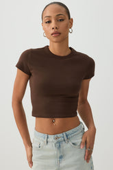 Basic Crop Cap Sleeve T-Shirt