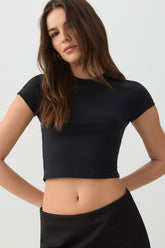 Basic Crop Cap Sleeve T-Shirt
