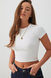 Basic Crop Cap Sleeve T-Shirt