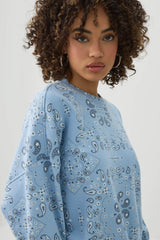 Printed French Terry Crew Neck Sweatshirt
