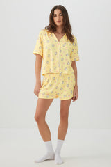 Printed Notch Collar Pajama Set