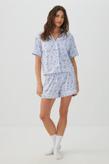 Printed Notch Collar Pajama Set