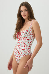 Fruit Print Milkmaid One Piece Swimsuit
