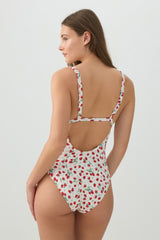 Fruit Print Milkmaid One Piece Swimsuit